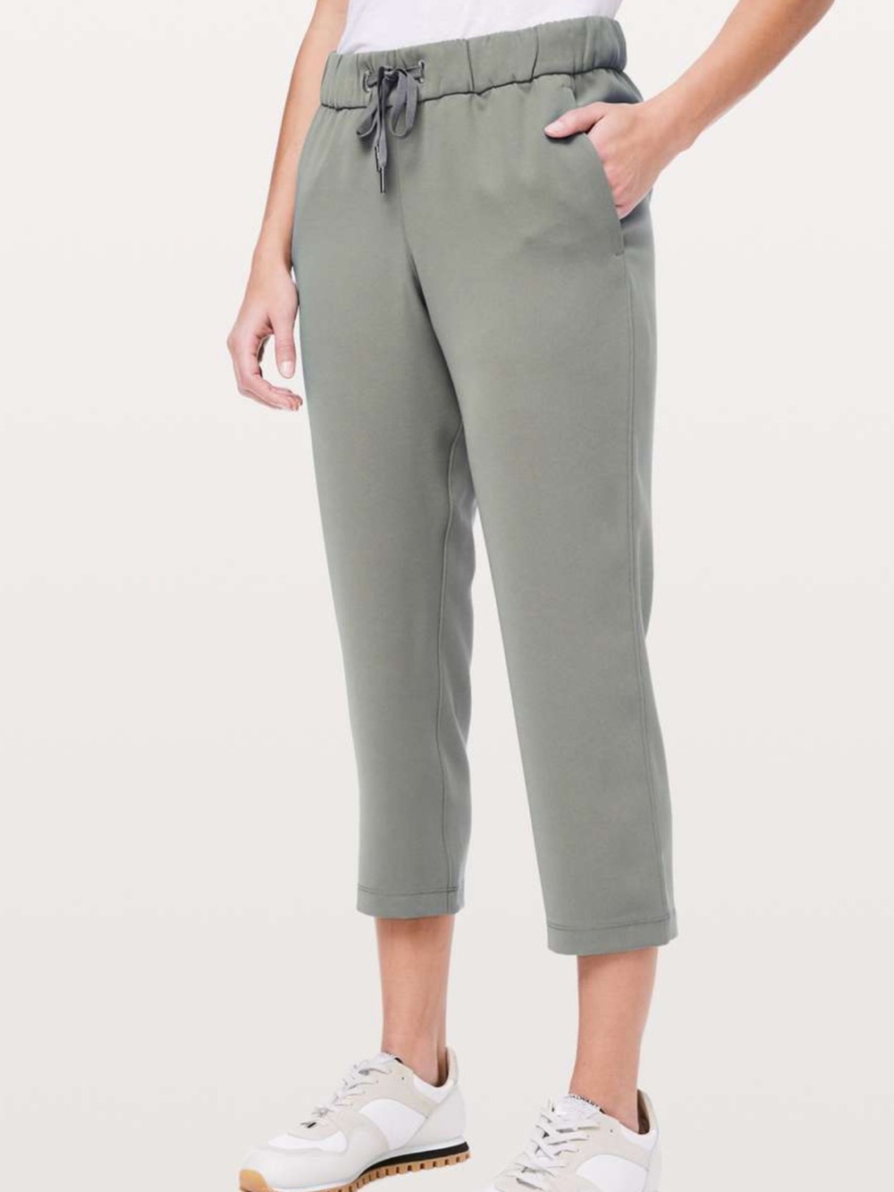 Lululemon W6AVMS On The Go *Woven 23” Grey sage size 12 pant travel minimalist